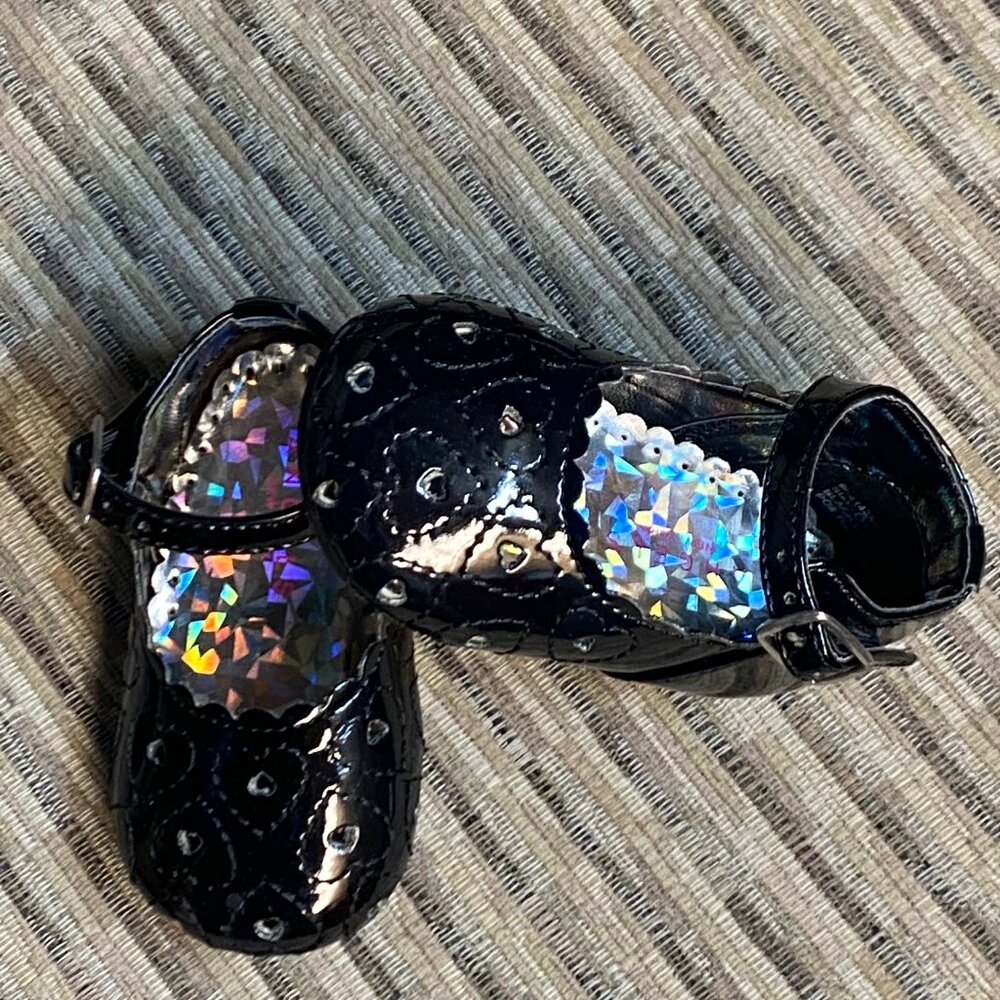 baby girl leather black shoes size 6